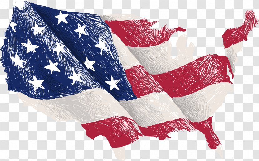 Flag Of The United States Map - Vector Hand Painted American Transparent PNG