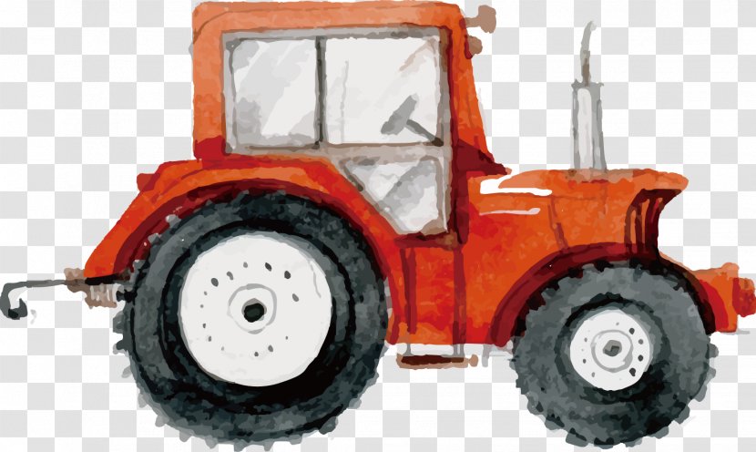 Farm Agriculture Tractor - Automotive Wheel System - Hand-painted Vector Illustration Transparent PNG