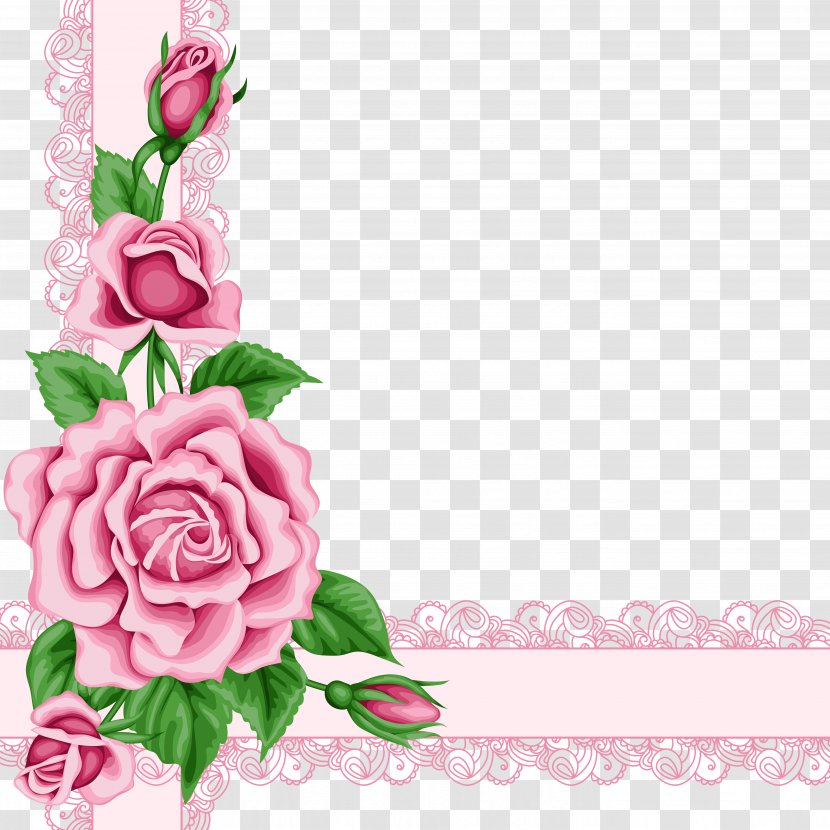 Flower Rose Clip Art - Cake Decorating - Pink Border Transparent PNG