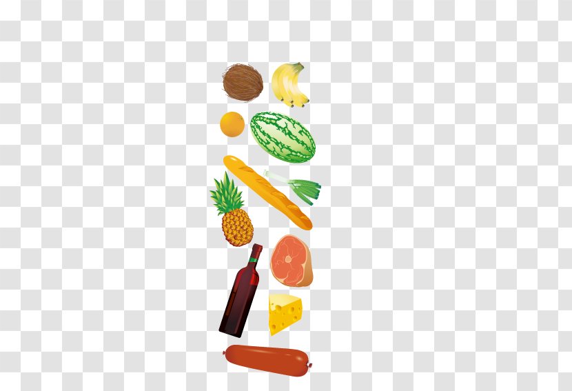 Supermarket Grocery Store Shopping Cart Illustration - Fruit Ham Food Collection Transparent PNG