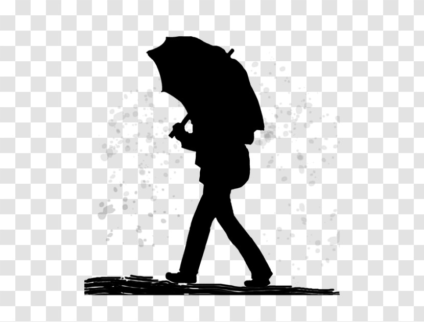 Silhouette Standing Umbrella Black-and-white Animation Transparent PNG