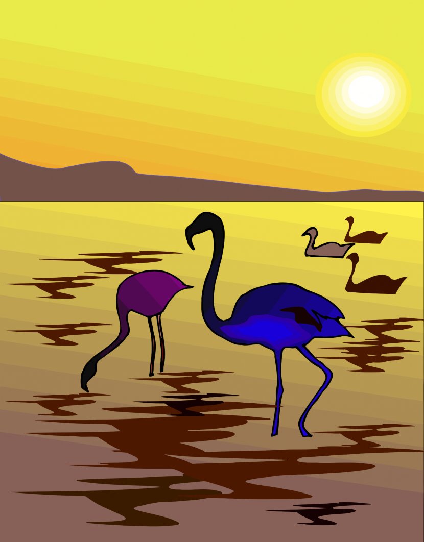 Desktop Wallpaper Sunset Flamingo Clip Art - Sky Transparent PNG