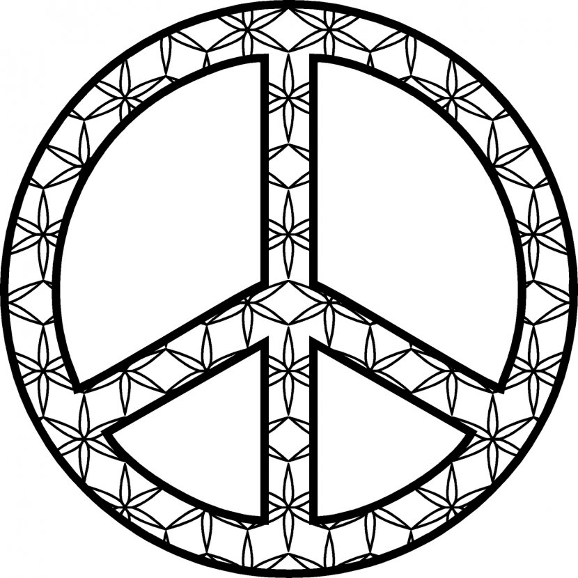 Coloring Book Peace Symbols Mandala - Printable Sign Transparent PNG
