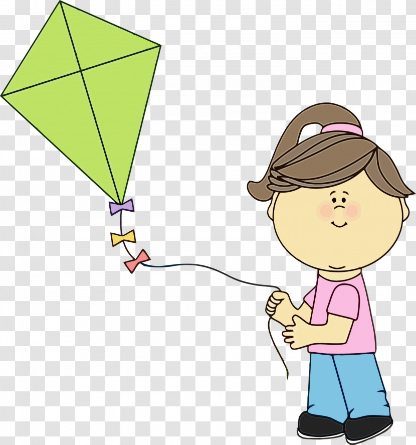 Cartoon Line Kite Child Happy Transparent PNG