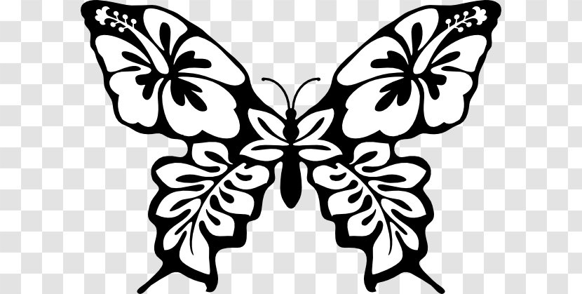Full-Color Decorative Butterfly Illustrations Line Art Clip Vector Graphics - Black And White - Ink Painting Lotus Transparent PNG