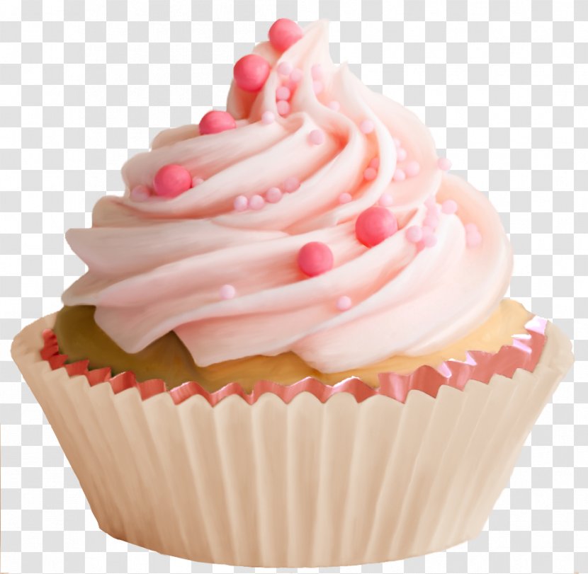 Cupcake Birthday Cake Wedding Red Velvet Bakery - Decorating - Pretty Pink Ice Cream Transparent PNG
