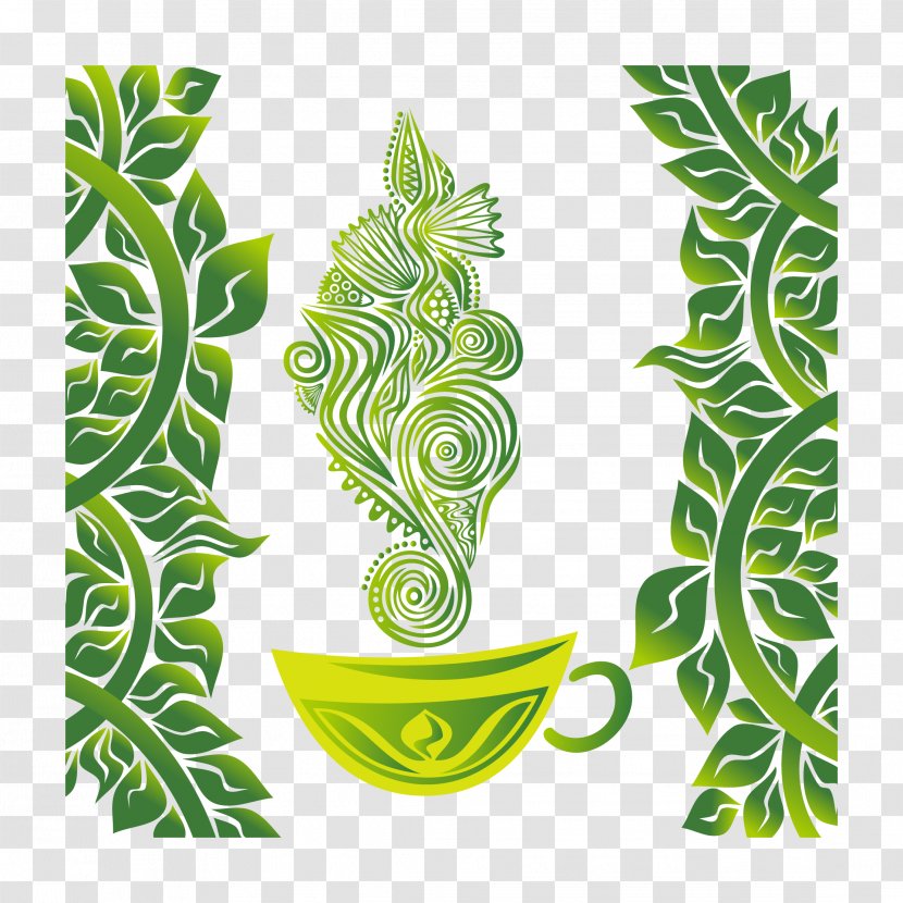 Green Tea Illustration - Plant - Hand Drawn Vector Cup Transparent PNG