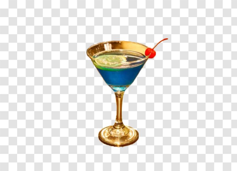 Cocktail Garnish Martini Carbonated Water - A Blue Curacao Decorated With Cherries Transparent PNG