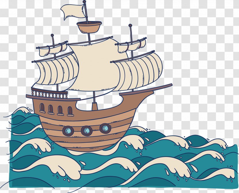 Caravel Exploration Of North America Child Nixf1a Ship - Hand Painted In The Sea To Wear Sailing Transparent PNG