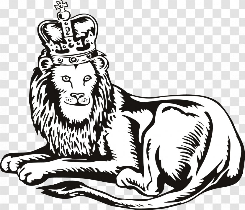 Lion Stock Illustration Clip Art - Black And White - Vector Painted King Transparent PNG