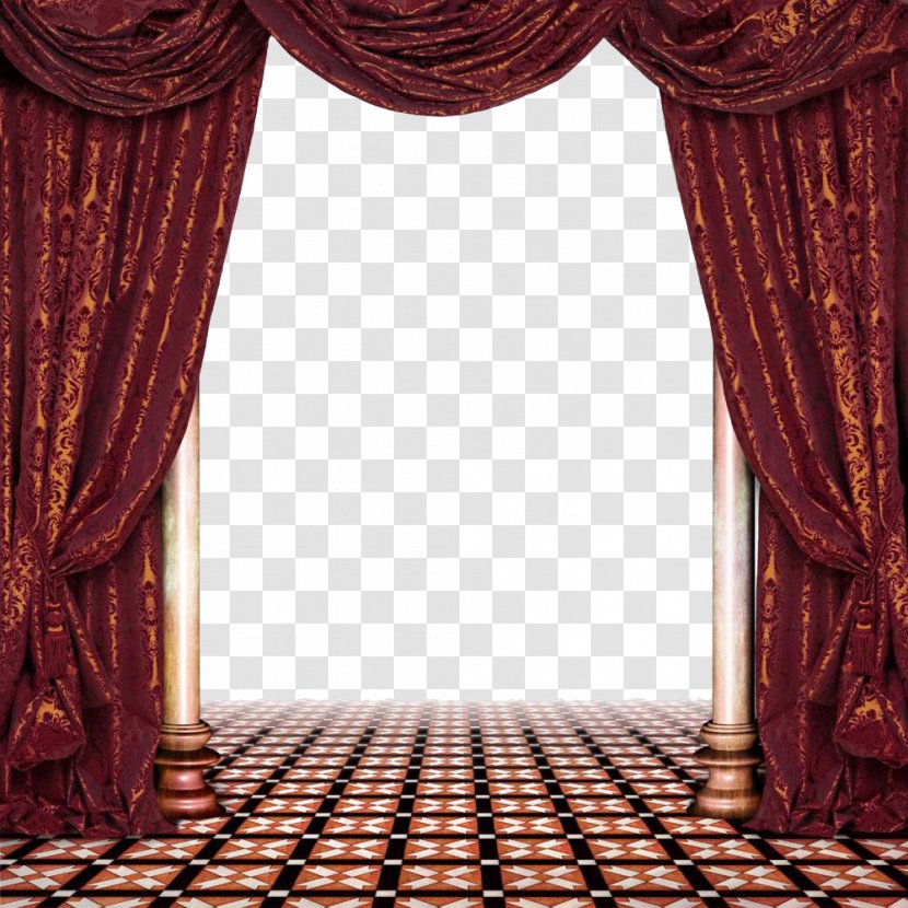 Window Treatment Curtain Living Room - Dark Red Stage Curtains Transparent PNG