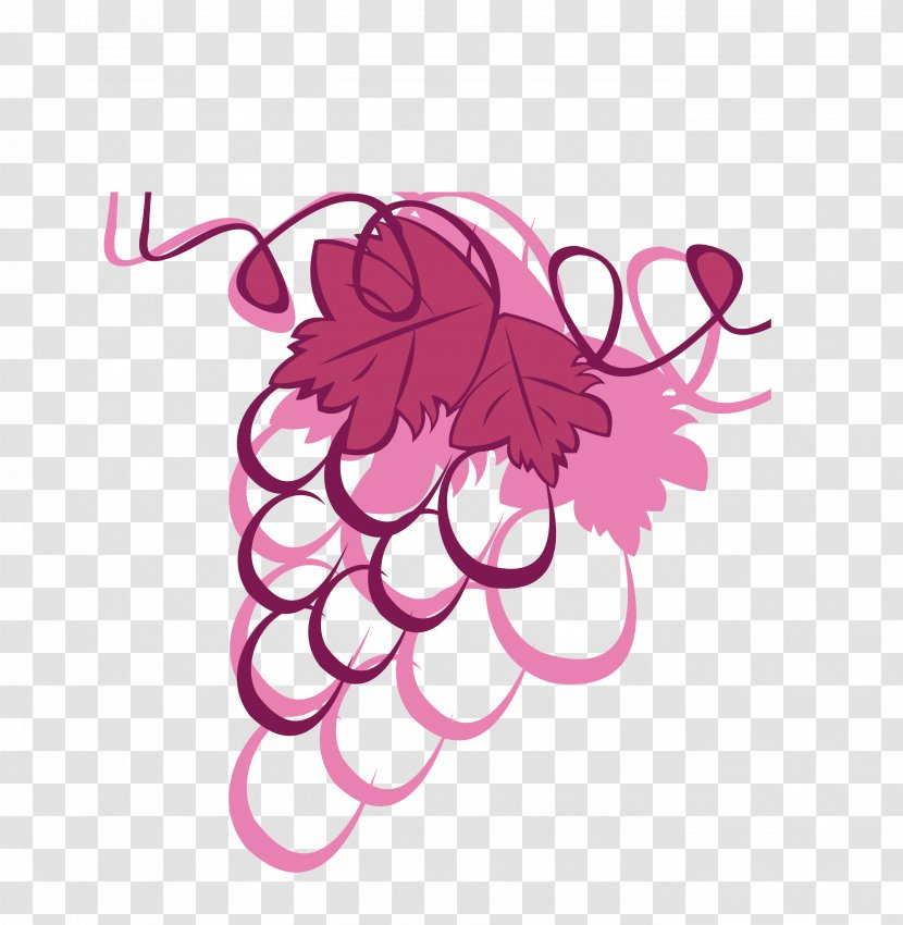 Kyoho Wine Grape - Grapevines - Vector Pink Bunch Of Fruit Transparent PNG