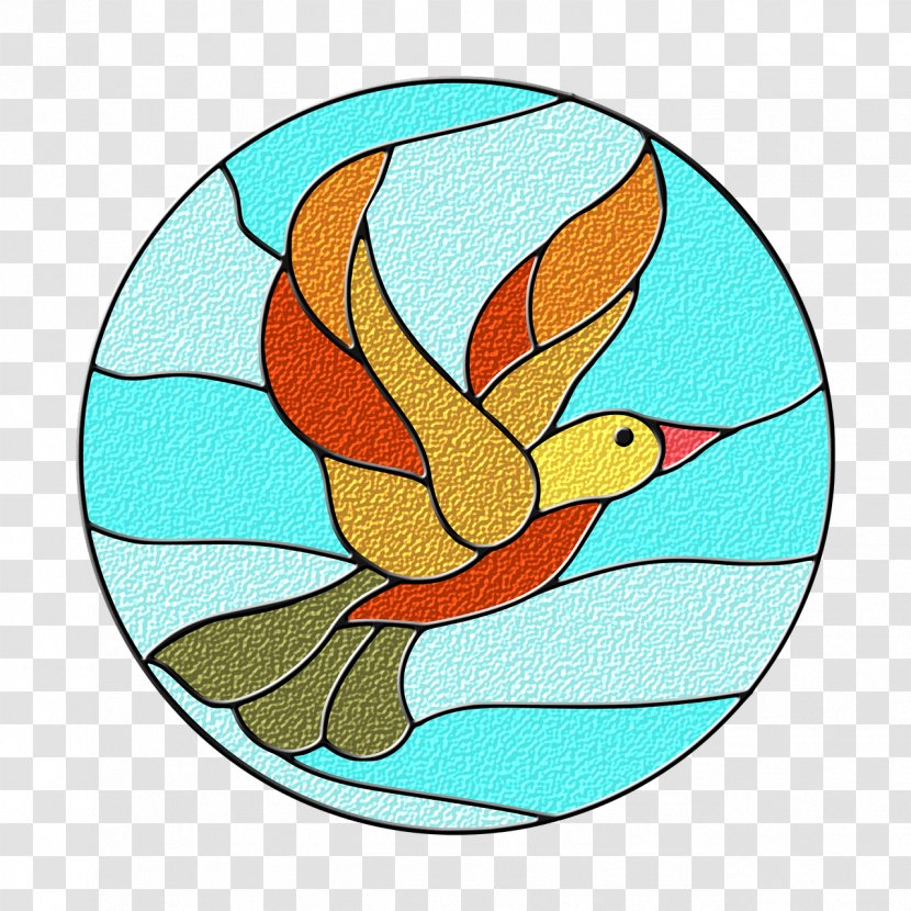 Window Stained Glass Clip Art - Flying Bird Decorative Painting Transparent PNG