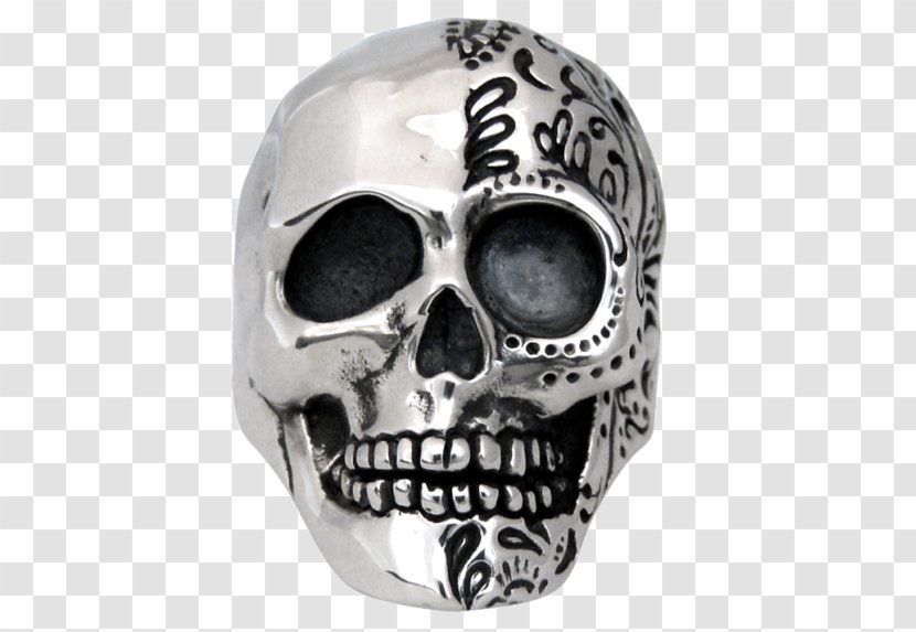 Skull Calavera Silver Face Metal - Rose For Stamp Tshirts Transparent PNG