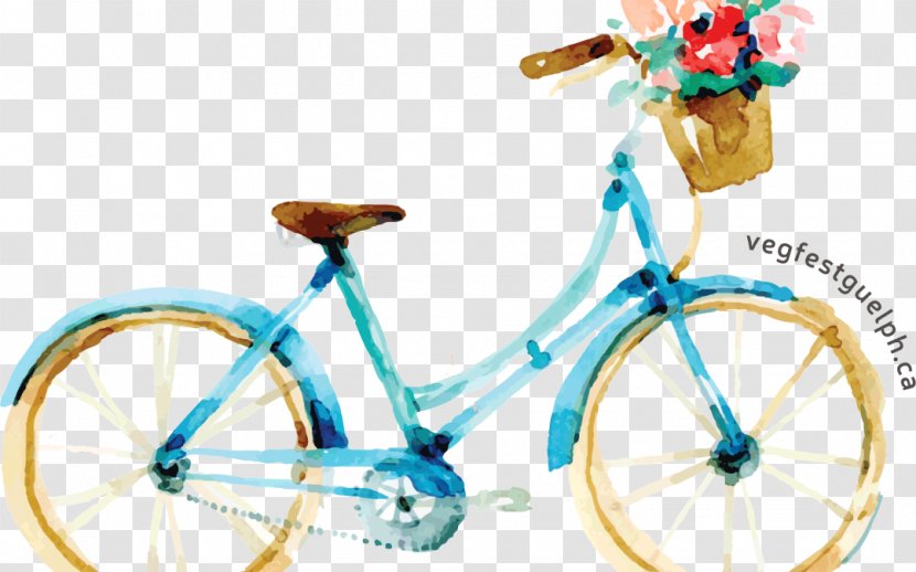 Bicycle Watercolor Painting Cycling - Floral Design Transparent PNG