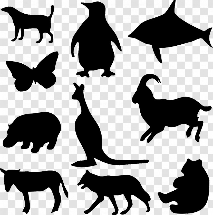 Silhouette Dog Kangaroo Clip Art - Cat Like Mammal - Animal Silhouettes Transparent PNG