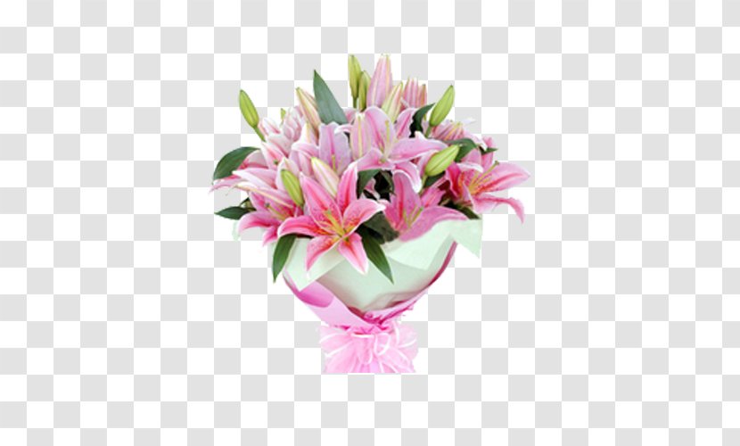 Flower Bouquet Gift Valentine's Day Delivery - Arranging - Of Pink Lilies Transparent PNG