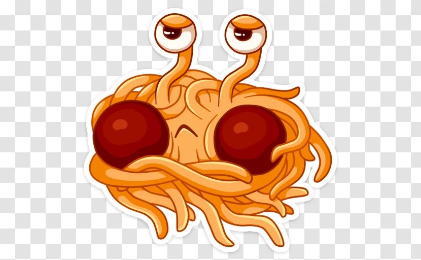 Sticker Pastafarianism Telegram VK Clip Art - Seafood - Flying Spaghetti Monster Transparent PNG