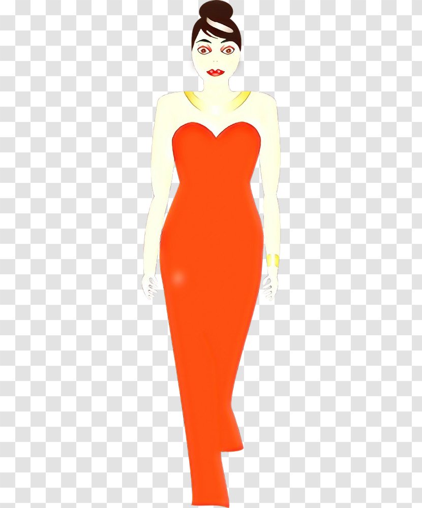 Orange - Strapless Dress - Fashion Illustration Design Transparent PNG
