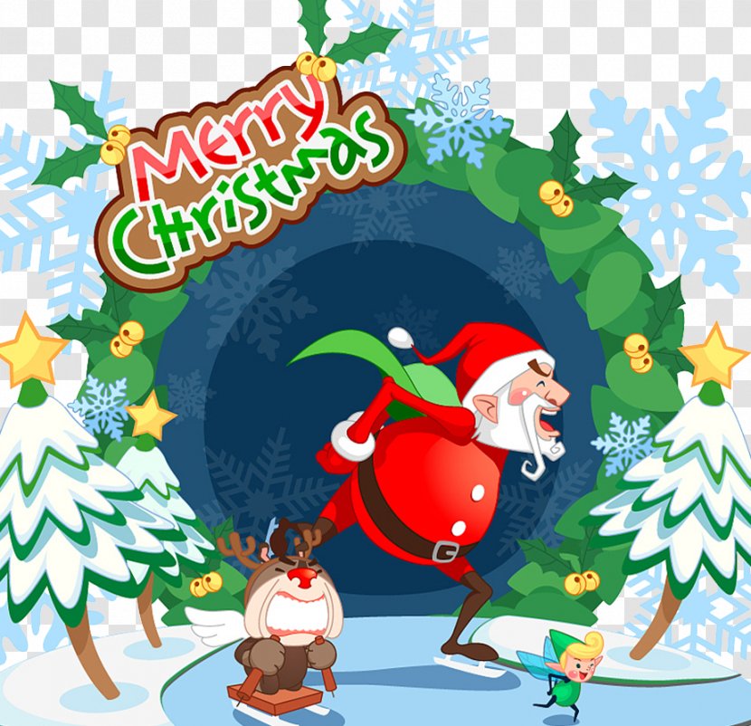 Santa Claus Christmas Tree Illustration - Art - Cartoon Transparent PNG