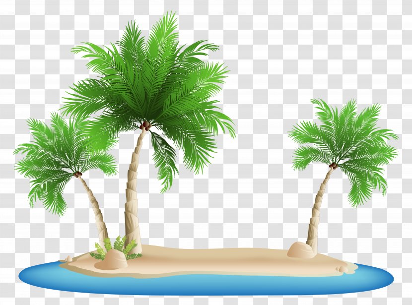 Beach Clip Art - Grass - Palm Trees Island Clipart Image Transparent PNG