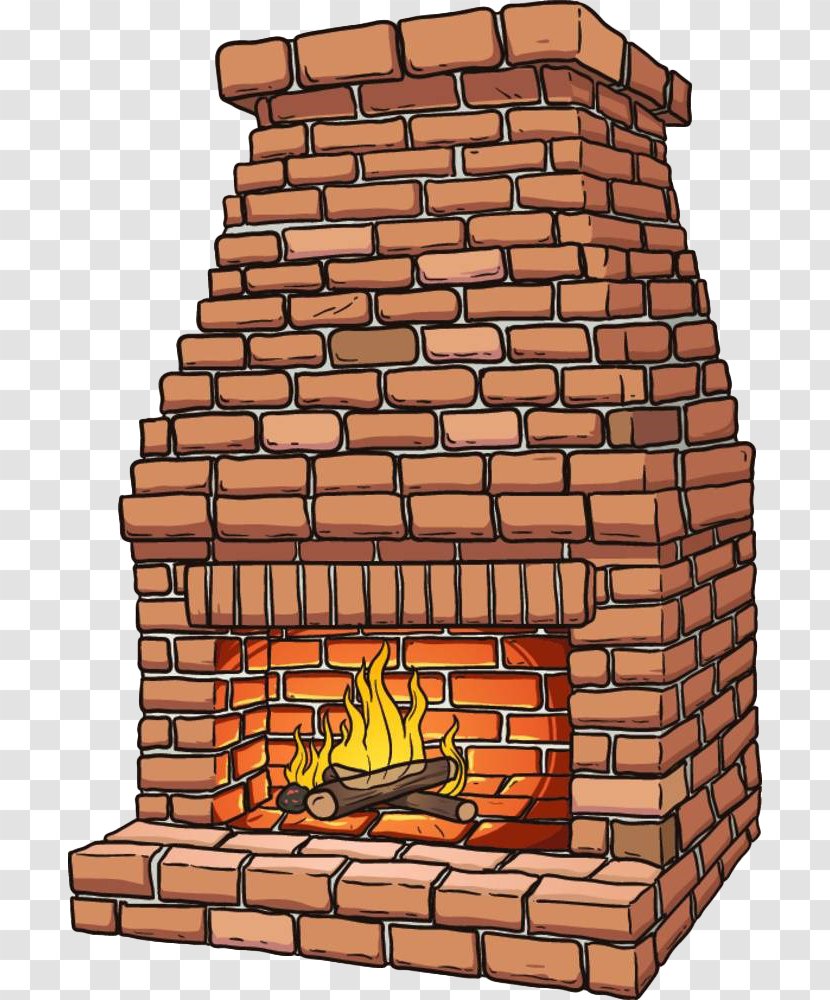 Fireplace Brick Cartoon Clip Art - Royaltyfree - Hand Painted Firewood Stove Transparent PNG