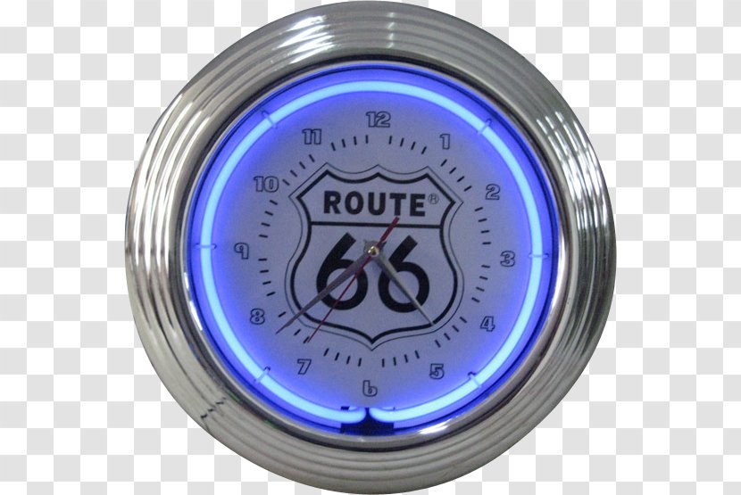 U.S. Route 66 Cobalt Blue Meter Font - Neon Effect Transparent PNG