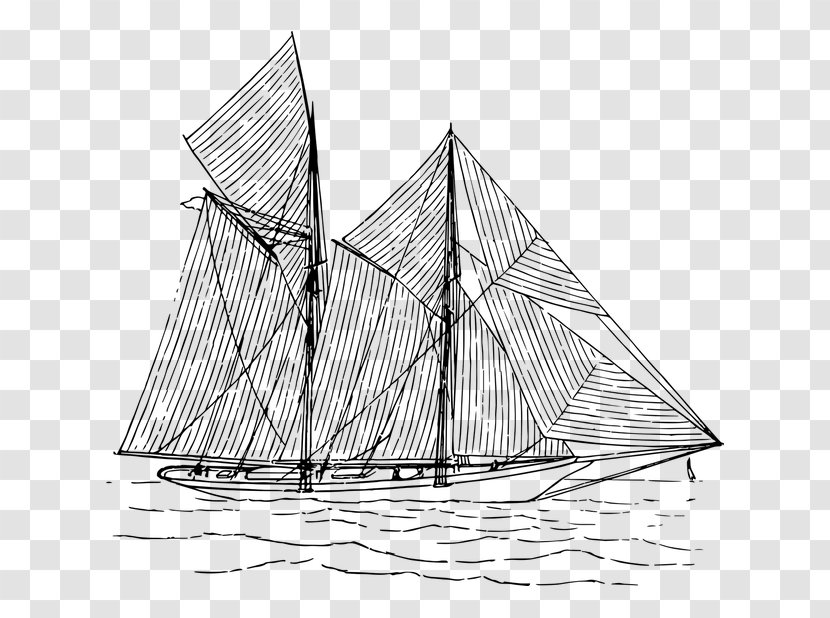 Sailing Ship Brigantine Lugger - Drawing - Sail Transparent PNG