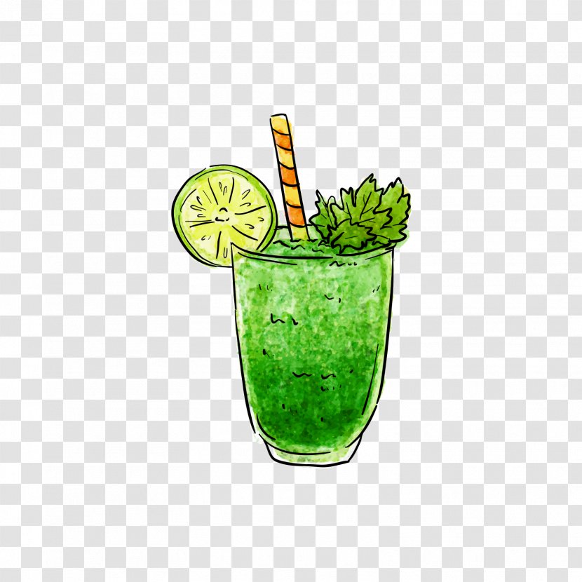 Juice Smoothie Cup Ingredient - Non Alcoholic Beverage - Green With Sand Ice Transparent PNG