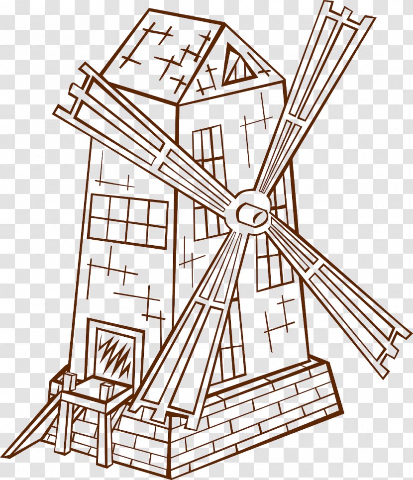 Windmill Vector Graphics Clip Art Drawing Image - Watermill - Mills Transparent PNG