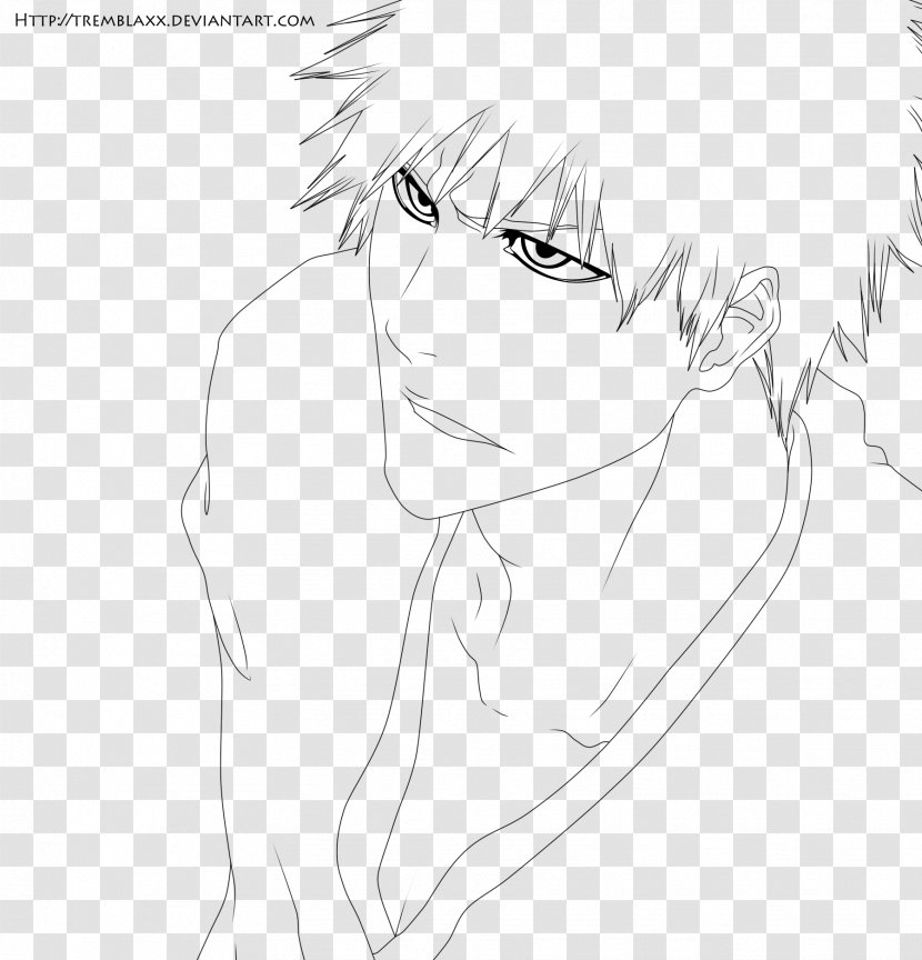 Drawing Hair Arm Face Monochrome - Cartoon - Ichigo Kurosaki Transparent PNG