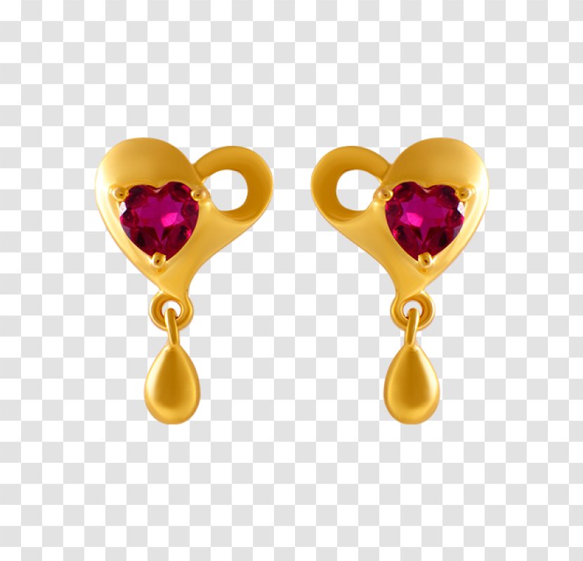 Earring Ruby Jewellery Colored Gold - Woman Transparent PNG