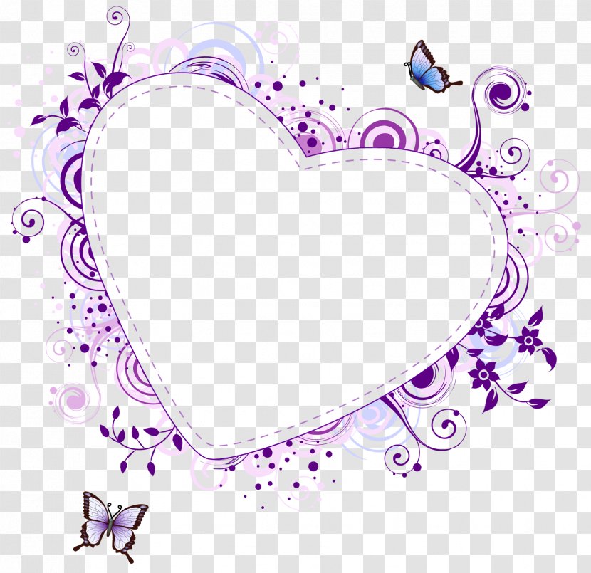 Borders And Frames Picture Heart Clip Art - Silhouette - Lovely Text Transparent PNG