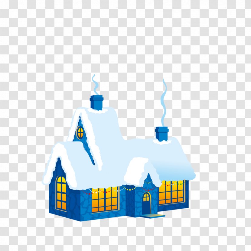 Snow Christmas Wallpaper - Software - Lovely Cartoon Blue House Material Free To Pull Transparent PNG