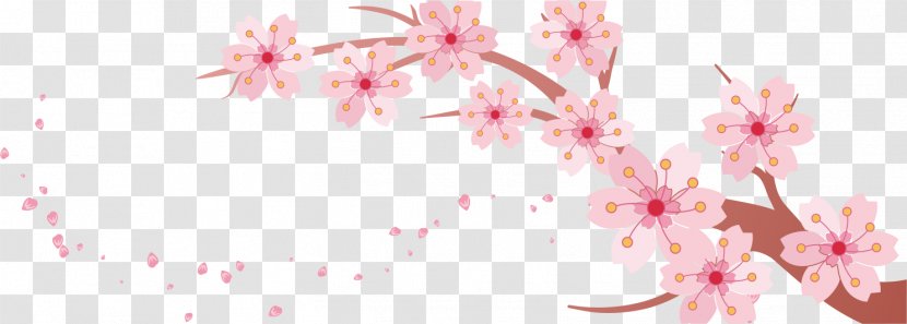 Cherry Blossom Banner Template - Floral Design - Branch Transparent PNG