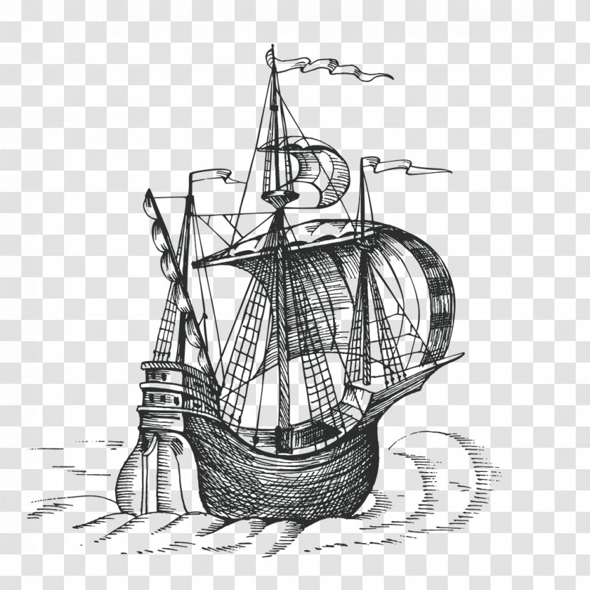 Vector Graphics Ship Clip Art Drawing Image - Caravel Transparent PNG