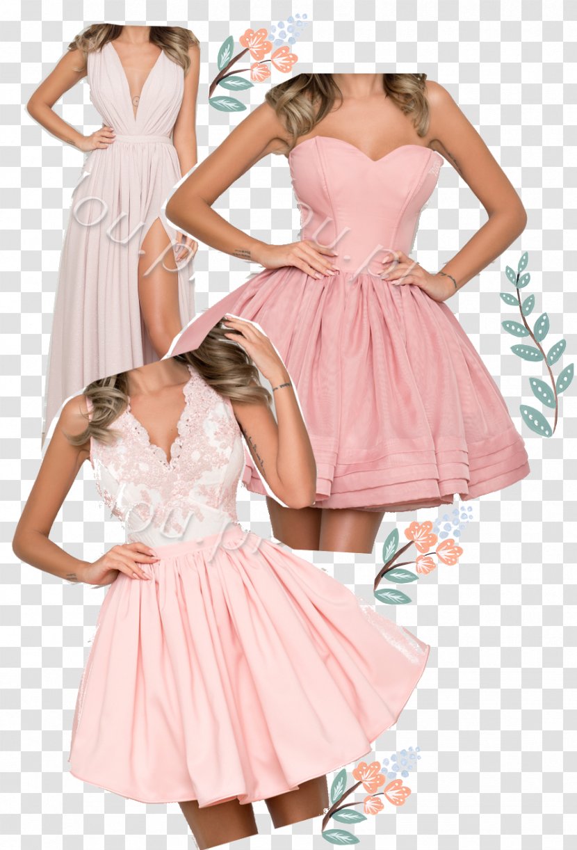 Cocktail Dress Pink M Satin Shoulder - Cartoon Transparent PNG