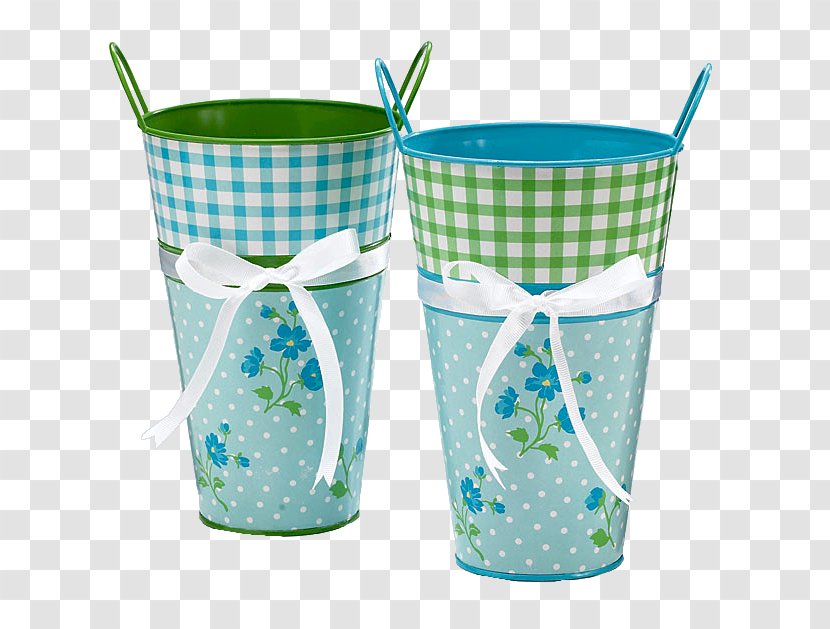 Bucket Container Vase - Green - Two Buckets Creative Transparent PNG