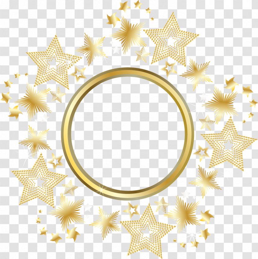 Circle Gold Star - Decorative Round Frame Transparent PNG