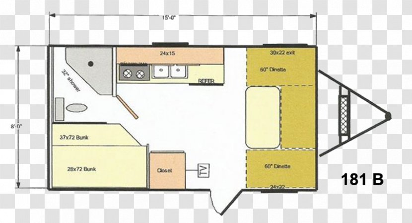 Window Floor Plan Caravan Campervans - Bunk Bed - Water Transparent PNG