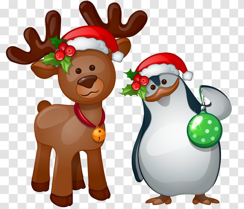 Rudolph Santa Claus Reindeer Clip Art - Ico - Deer And Penguins Transparent PNG