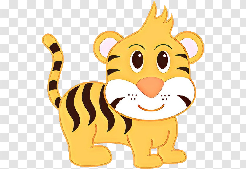 Cartoon Animal Figure Yellow Tiger Tail Transparent PNG