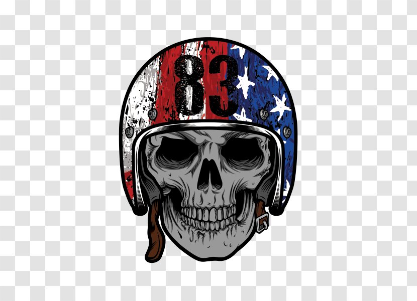 Flag Of The United States Skull Clip Art - Motorcycle Transparent PNG