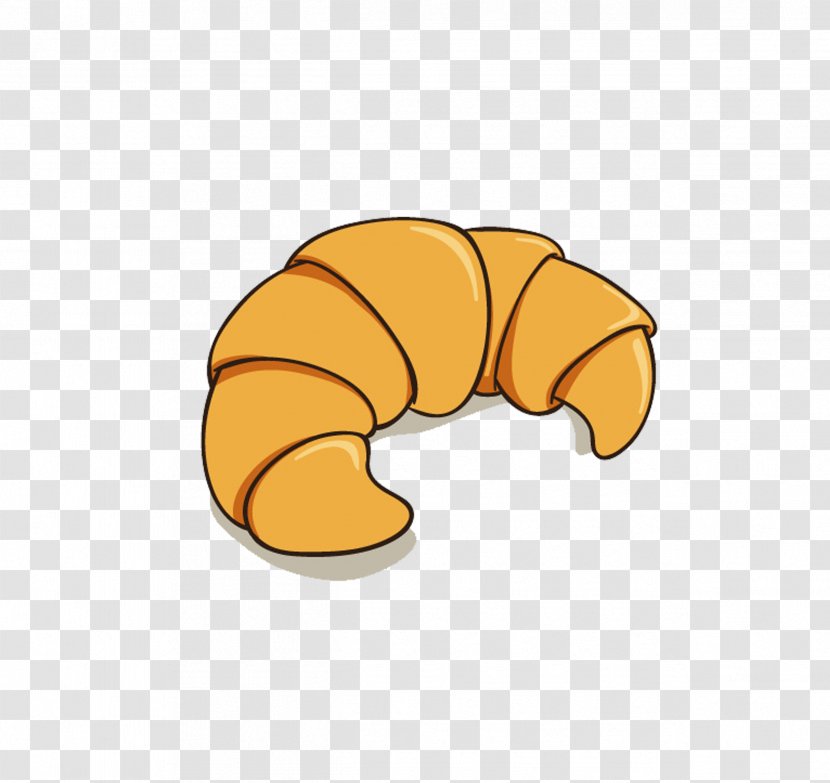 Croissant Breakfast Bread - Orange - Hand-painted Cartoon Transparent PNG