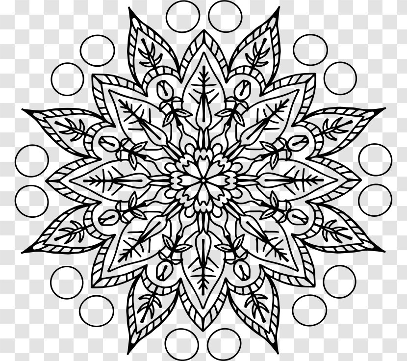 Mandala Line Art Coloring Book Ausmalbild Drawing - Symmetry - Flora Transparent PNG