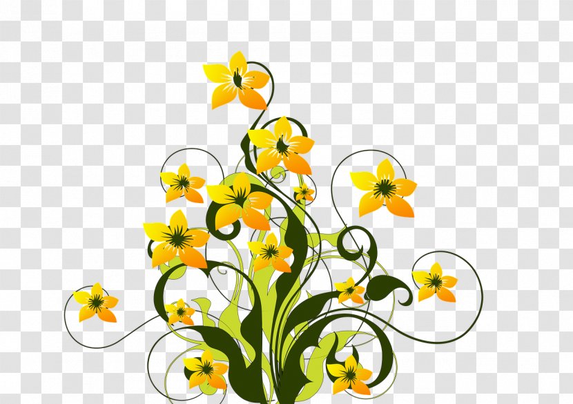 Floral Design Desktop Wallpaper Art Clip - Flower - Yellow Swirls Transparent PNG