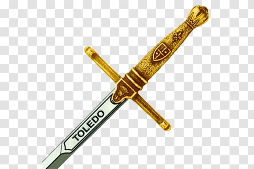 Toledo Steel Sword Excalibur Weapon - Hilt - Gold Figures Transparent PNG