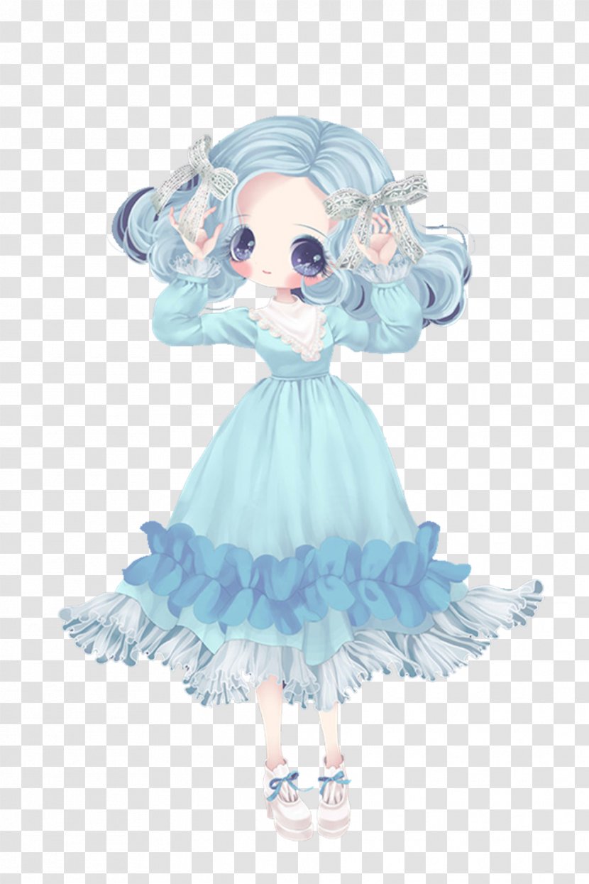 A Little Princess Cartoon - Blue - Blue-haired Transparent PNG