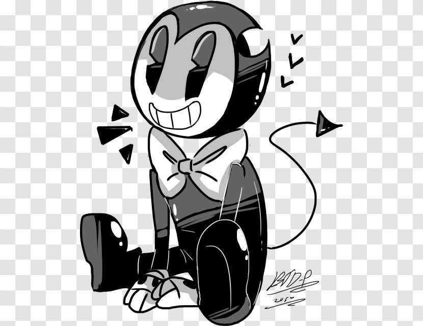 Bendy And The Ink Machine Black White Drawing Cartoon - Devils Tail Transparent PNG