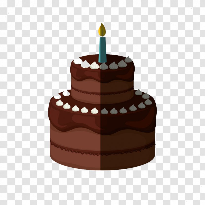 Birthday Cake Chocolate Cream - Candle - Two Layers Of Image Transparent PNG